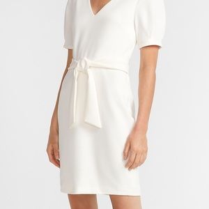 V-Neck Tie Waist Sheath Dress